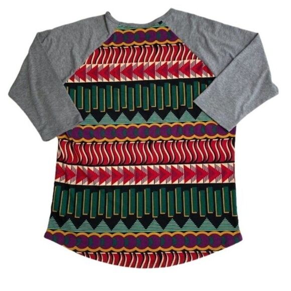 LuLaRoe Randy Gray Red Green Geometric Raglan Sleeve Sz 2XL NEW - Picture 3 of 7